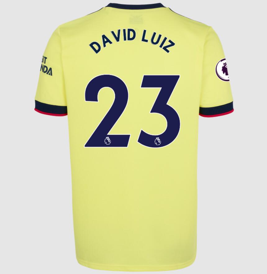 2021/22 Arsenal Away Kit Soccer Jersey with David Luiz 23 printing